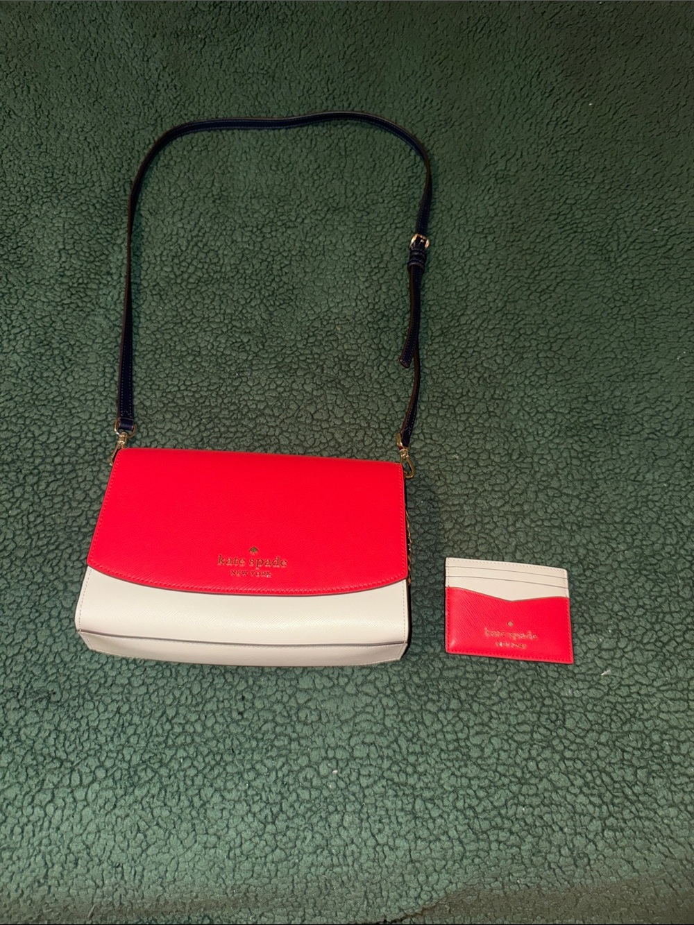 Kate Spade Hot Pink and White Crossbody Bag with Matching Card Wallet